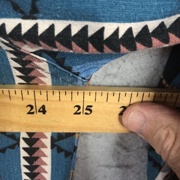 Vintage Saddlebrook Western Shirt Mens Extra Large Blue Tan Aztec Tribal Cowboy - Picture 4 of 16